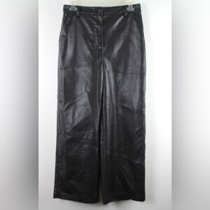 Aritzia Babaton Coney Vegan Leather Black High Waist Wide Leg pants size 2